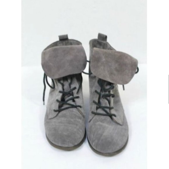 Le Bunny Bleu Shoes - Le Bunny Bleu Gray Suede Leather Lace Up Boots 7